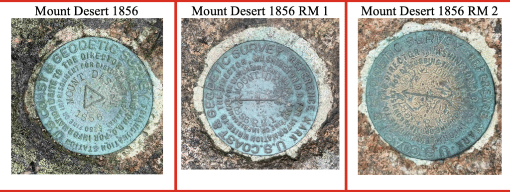 Photos of Mount Desert 1856 and reference marks. (Credit: Dave Zilkoski) 